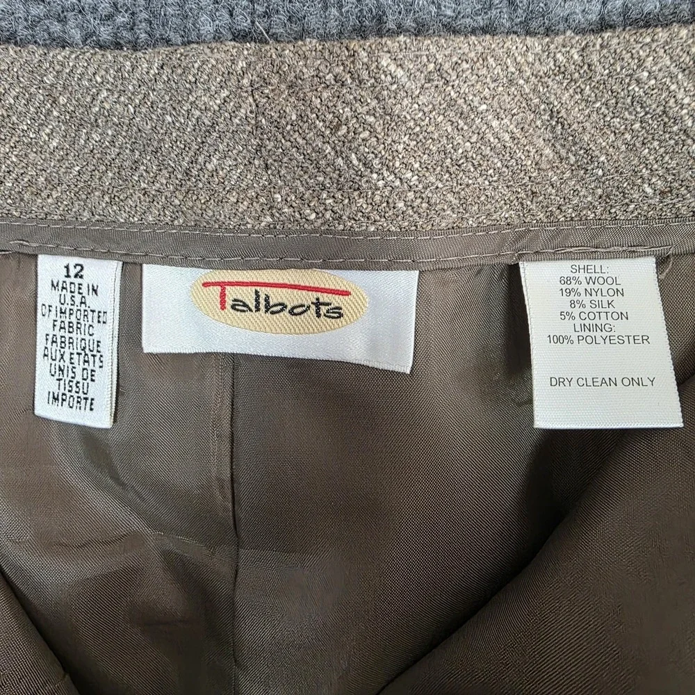 Vintage Talbots Wool Silk Skirt Jacket Suit Set 12 14 USA Career Secretary Tweed - Picture 8 of 9